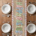 thumbnail image 4 of Table Runner 60 Inches Long for Kitchen Dining, Happy Easter Dresser Scarf Farmhouse, Dining Table Decorations for Wedding/Parties, Gnomes Rabbit Flowers Eggs Brown Wood Grain 13 x 60 In, 4 of 8