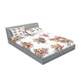 thumbnail image 2 of Ambesonne Floral Fitted Sheet & Pillow Sham Set, Romance Love Wedding, Full, Dark Coral Blue Tan, 2 of 2