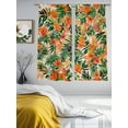 thumbnail image 4 of Orange Green Palm Leaves Semi Sheer Curtains 63 Inch Length 2 Panels Set, Summer Tropical Floral Sheer Kitchen Curtain Privacy Voile Window Curtain for Living Room Bedroom Rod Pocket Drapes, 4 of 7