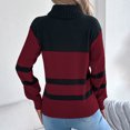 thumbnail image 4 of Daiosportswear Women's Turtleneck Sweater Fall Winter Chunky Knitted Pullover High Low Hem Trendy Basic Jumper Top Wine, 4 of 8
