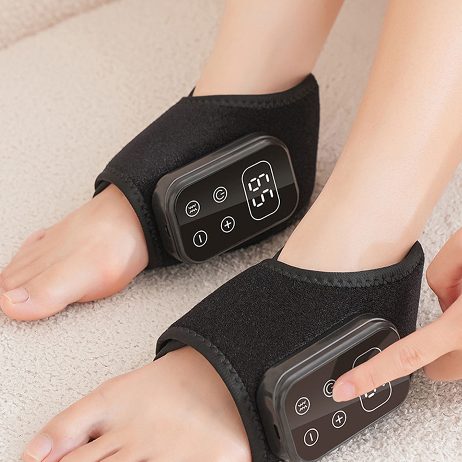 FHBVT Foot Ankle Massager Wireless Portable 3-Speed Vibration 5-Temperature Heat Therapy Rechargeable Lightweight for Home Office Travel Daily Foot Care Muscle Relief Fatigue Reduction Gift Decor