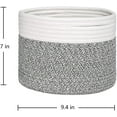 thumbnail image 4 of Small Basket - Cotton Rope Basket Woven Basket for Keys Sunglasses Toy Basket Wallet by Front Door Small Storage Bin for Remote Controls Fruit Basket for Kitchen Multi Grey, 9.4"Dx7.1"H, 4 of 8