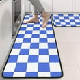 thumbnail image 2 of Kitchen Rugs Sets Of 2,Blue and White Checkered Pattern Anti Fatigue Kitchen Mat Rugs Non Slip Washable,Decorative Kitchen Floor Mats for Kitchen,Sink,Laundry,17"x47"+17"x47", 2 of 5