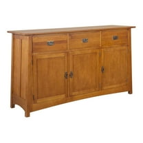 Pemberly Row Traditional 3-Drawer Solid Wood Sideboard in Cherry