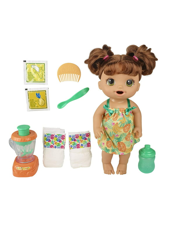 Baby Alive: Magical Mixer Baby 10-Inch Doll Brown Hair, Green Eyes Kids Toy for Boys and Girls