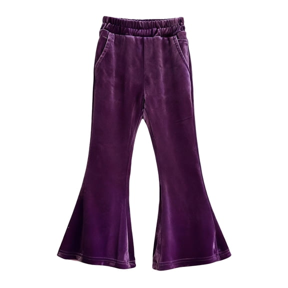 Mercatoo Kids Girls Velvet Flared Pants Elastic Waist Lightweight Bell Bottom Pants Spring Casual Yoga 𝗕ootcut Trousers