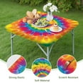 thumbnail image 4 of Yellow Tie Dye Spiral Pattern Square Fitted Tablecloth with Elastic Edge,Square Table Cover,Washable Elastic Table Cover for Home Kitchen Party Decor 34"x34", 4 of 6