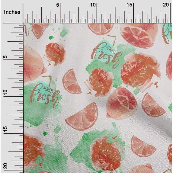 oneOone Viscose Jersey Dark Peach Orange Fabric Texture & Lemon Watercolor Craft Projects Decor Fabric Printed By The Yard 60 Inch Wide