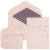 JAM Paper Wedding Invitation Combo Set, 1 Large & 1 Small, Purple Flower Set, White Card with Purple Lined Envelope,100/pack