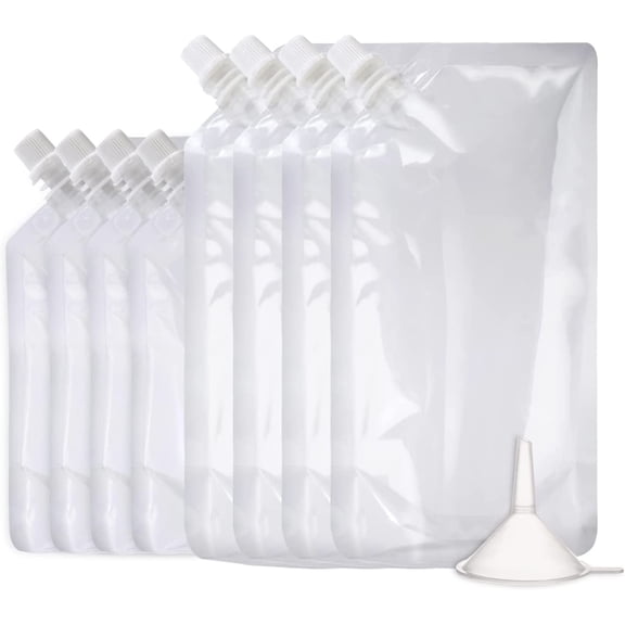 Alcohol Pouches for Liquor,Reusable Drink Pouches for Adults Alcohol Drinking Flasks,Concealable Plastic Liquor Bags with Funnel,Plastic Travel Flasks (8OZ4 16OZ4)