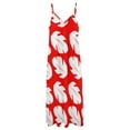 thumbnail image 6 of Red & White Tropical Leaf Sleeveless Dress Women's Evening Dress Womans Clothing, 6 of 9