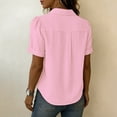 thumbnail image 5 of hoksml Women's Cotton-Linen Short Sleeve Button-Down Blouse, Pleated Front Casual Shirt Business Casual Top, 5 of 9