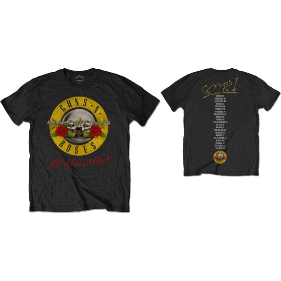 Men's Guns N Roses Not In This Lifetime Tour Slim Fit T-shirt Medium Black