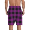 thumbnail image 2 of Balery Purple Black Plaid Men's Cotton Knit Pajama Shorts Waistband & Pockets,Short Pajama Pants-3X-Large, 2 of 8