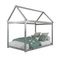 thumbnail image 1 of Costway Twin House Bed Wood Frame w/ Roof for Kids Toddler No Box Spring Grey, 1 of 10