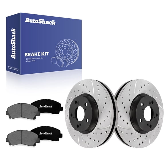 AutoShack Front Brake Rotors & Premium Pads for Honda, Ridgeline 2006-2011, AWD V6 3.5L - E-Coated Drilled & Slotted - ShadowGuard - 12.6" (320 mm), 5-Lug