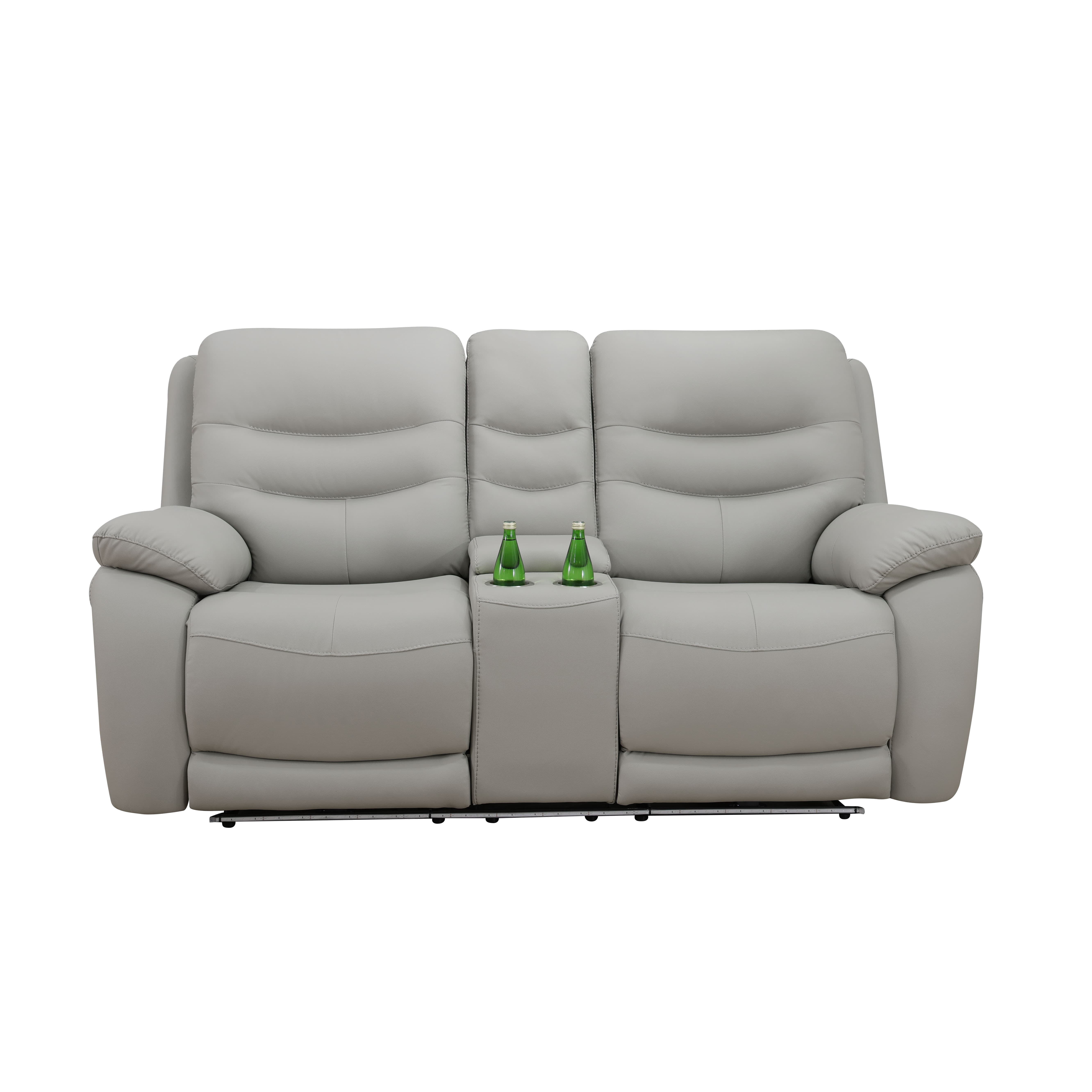 MAYEERTY Power Reclining Loveseat, Electric 2-Seat Breathable Leather Recliner with USB Charging & LED for Living Room, Light Grey