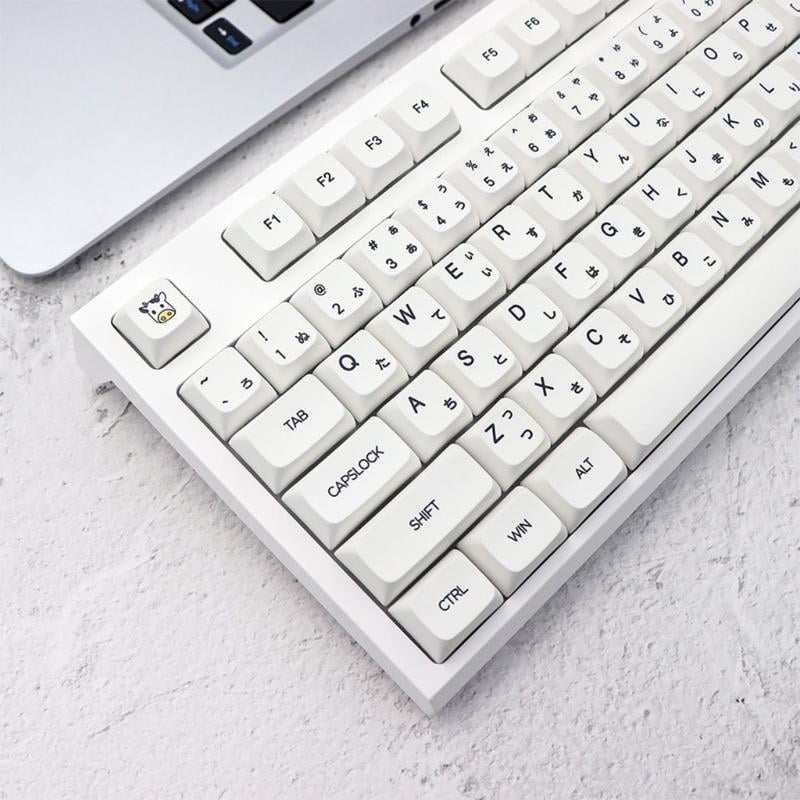 126PCS Keycaps Minimalist White DA Profile PBT Keycaps for Mechanical Keyboards Japanese Milk White Style