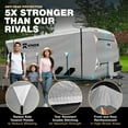 thumbnail image 3 of Waterproof Superior RV Motorhome Travel Trailer / Toy Hauler Cover Fits Length 35'-38' Feet Travel Trailer Camper Zippered Panels Allow Access To The Door, Engine, Side Storage Areas, and Ramp Door, 3 of 9