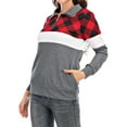 thumbnail image 3 of LilyLLL Womens Zipper Collar Sweatshirt Tartan Plaid Long Sleeve Xmas Blouse Tops, 3 of 3
