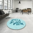 thumbnail image 4 of Ahgly Company Tapis d'Intérieur Ronds Transitionnels Lavables à la Machine, Bleu Électrique, 3 Pieds Rond, 4 of 7