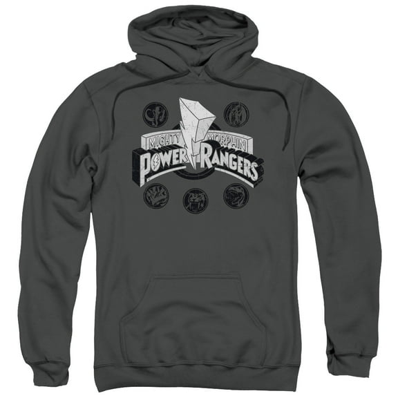 Power Rangers Men's Power Coins Hooded Sweatshirt Small Charcoal