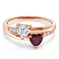 thumbnail image 2 of Gem Stone King 18K Rose Gold Plated Silver Red Rhodolite Garnet Ring Set with Moissanite (1.05 Cttw) (Size 9), 2 of 5