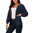 thumbnail image 5 of INSPIRE CHIC Women's Open Front Long Sleeve Knit Casual Cardigan with Pockets S Navy Blue, 5 of 5