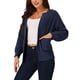 thumbnail image 4 of Cardigan de suéter de mujer INSPIRE CHIC, abierto en la parte delantera, de manga larga, tejido, casual, con bolsillos, 4 of 5