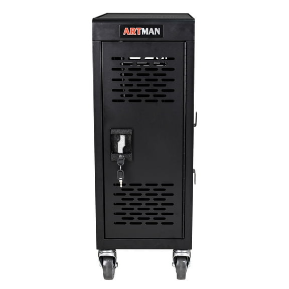 ARTMAN 16-Unit Charging Cabinet for Laptops & Tablets - Locking Laptop Storage Box with Cable Management, Charger Storage, and Ground Protection - Great for Classroom, Library, and Office