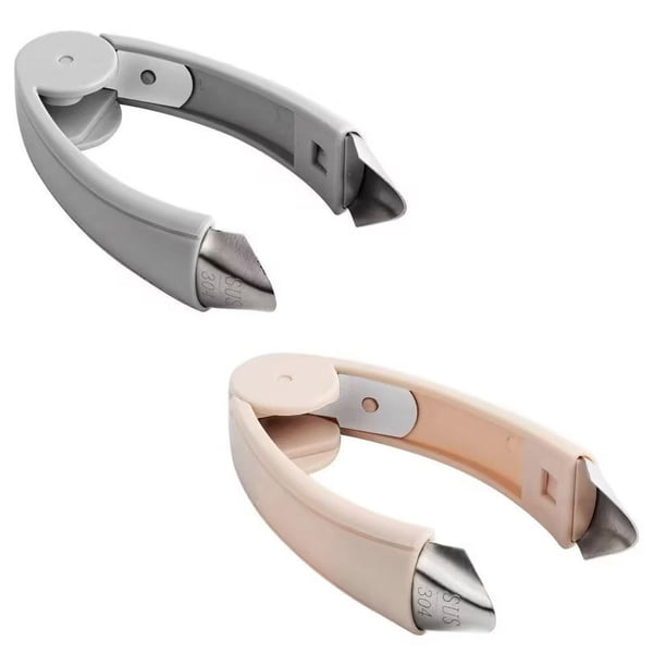 2 piezas (rosa+gris) herramienta portátil para quitar el tallo de semillas de núcleo de acero inoxidable, descorazonador de frutas de cocina, removedor de melón y frutas, removedor de tallos de hojas