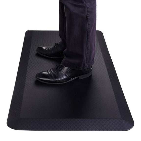 Direct Wicker PVC-25 32' X 20' Standing Desk Mat Non-Slip Anti-Fatigue Flat Kitchen & Office Mat, Black