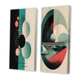 thumbnail image 3 of Designart "Retro Turquoise Paradise Illustrative Bliss I" Modern Geometric Wall Art Set Of 2 - Modern Turquoise Canvas Set For Living Room Decor, 3 of 6
