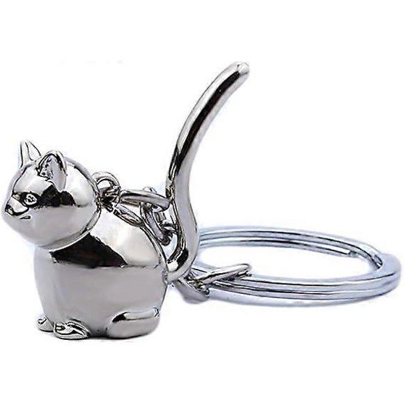 Keyring 3D Cat Keychain Metal Key Ring Key Chain Creative Gifts for Men and Women