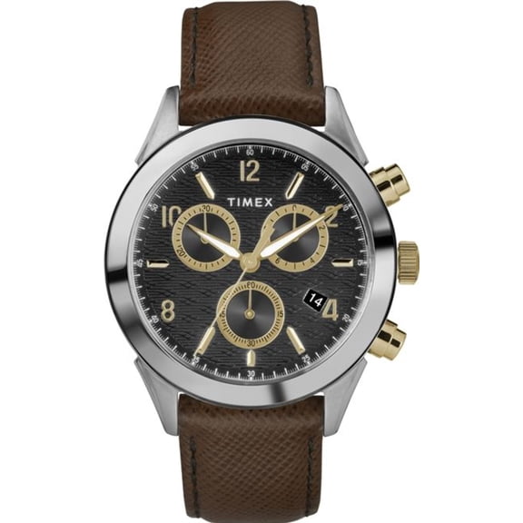 Men's Timex Chronograph Quartz 19mm Leather Band Watch TW2R90800
