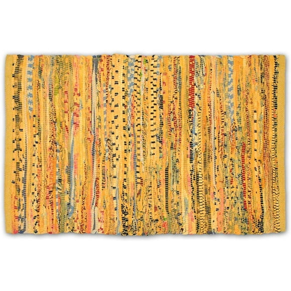 DII Chindi Home Collection Tapis de Chiffon Multicolore Fait Main, 4 x 6', Moutarde