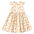 thumbnail image 4 of Girls Soft Cotton Sleeveless A-Line Dress Floral Cherry Print Summer Casual Birthday Party for Kids 4-14 Beige,Size 5-6 T, 4 of 5