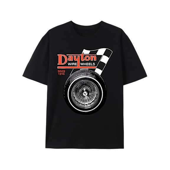 Dayton Wire Wheel Lowrider T-Shirt 338452 Interesting Men'S Short Sleeve Graphic T-Shirt Series Black PR