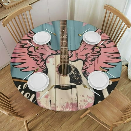 

Guitar Wings Round Table Cover Stain Resistant Washable for Indoor Outdoor Kitchen Dining Wedding Parties 100% Polyester Fiber 38-42