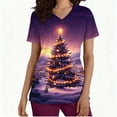 thumbnail image 4 of Wowcloth Women's V-Neck Scrub Top, Short Sleeve with Christmas Print Pocket for Healthcare Work and Daily Wear, 4 of 7