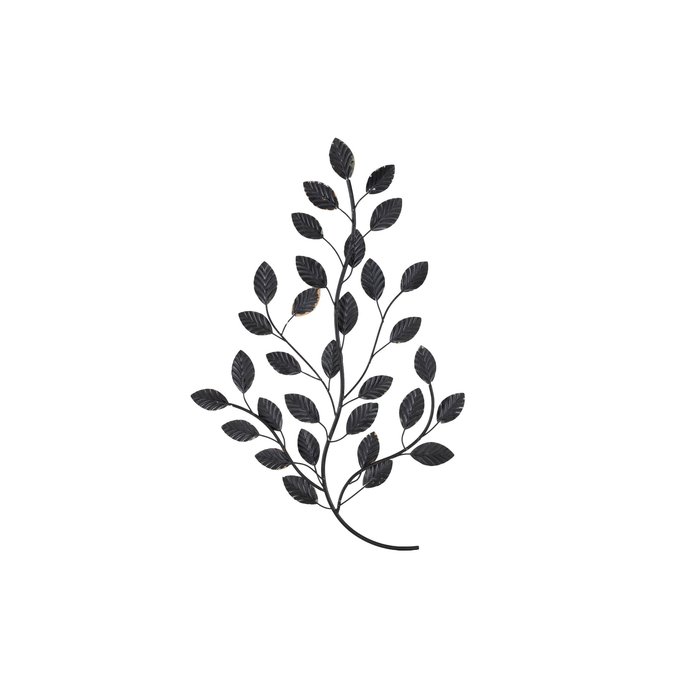 DecMode Green Metal Leaf Wall Decor with Black Stems