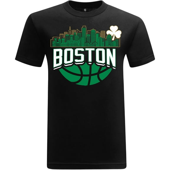 Game Garment Basketball Team Fan Sports Crewneck Short Sleeve Mens T Shirts - Basketball Graphic Tees Men - Boston Skyline Black XS-3XL