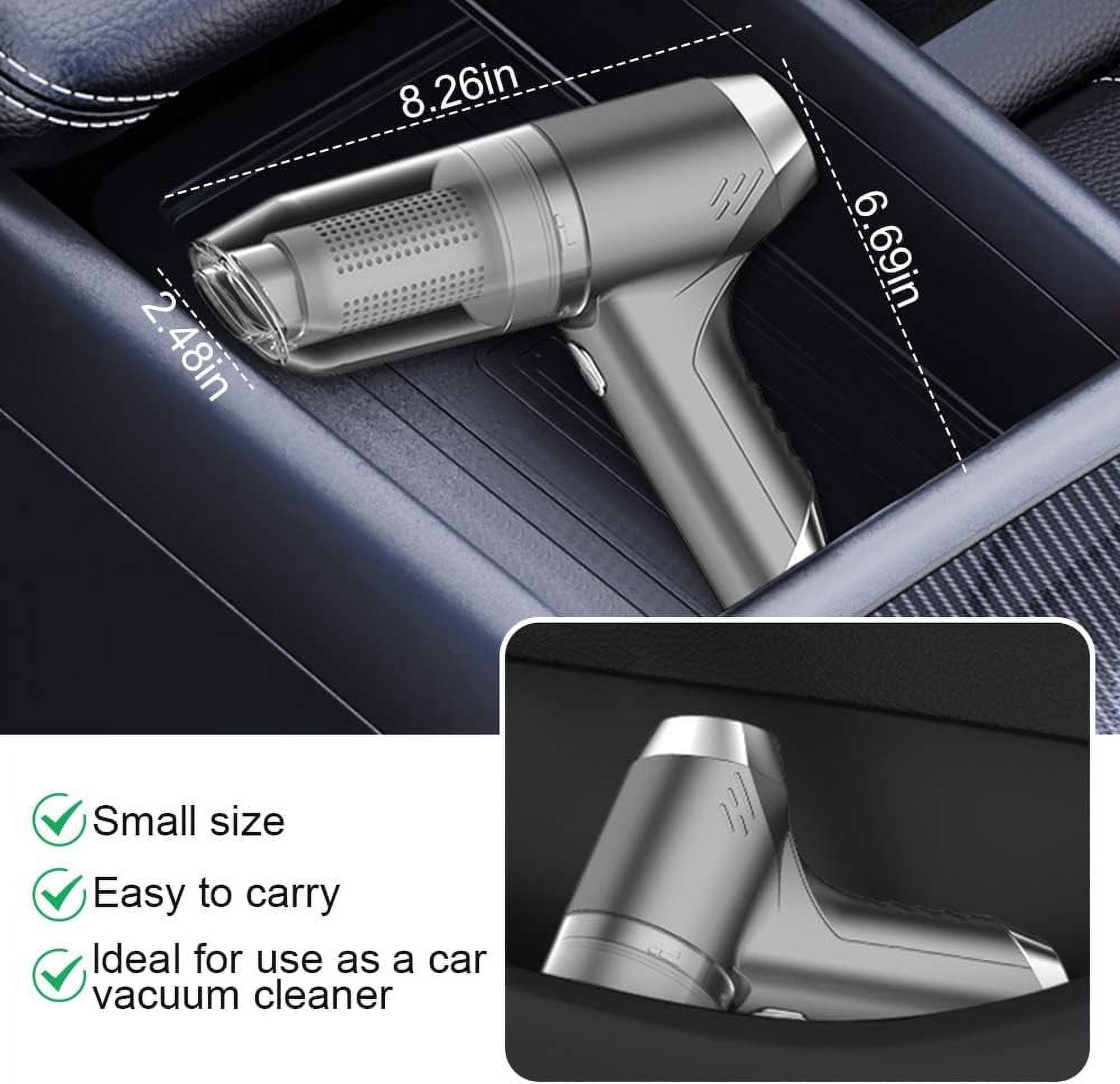 Wireless Handheld Car Vacuum Cleaner, 90000 PA Strong Suction Portable Vacuum Cleaner with Low Noise, Cordless Car Vacuum Mini Vacuum Cleaner Easy to Clean Car Interior, Keyboard, Drawer and Crevices