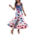 thumbnail image 5 of Women's Patriotic American Flag V-Neck Sleeveless Maxi Dress, Stars & Stripes Summer Long Dress for 4th of July Independence Day Celebrations,Pink S, 5 of 5