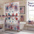 thumbnail image 5 of Independence Day Shower Curtain, 36" x 72", American Flag Gnome Red Blue Fireworks Wood Grain Waterproof Bathroom Curtain Washable Shower Curtain Set with 12 Hooks, 5 of 9