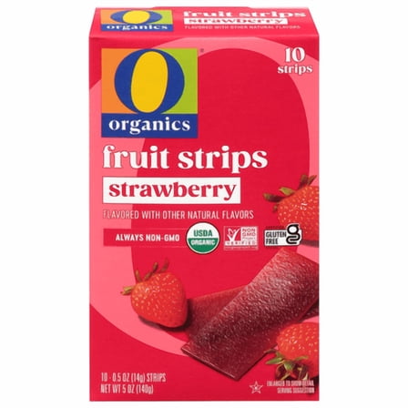 O O Organic Strawberry Fruit Strips USDA Organic Fat-Free 0.5 oz