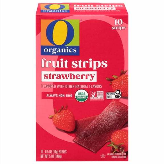 O O Organic Strawberry Fruit Strips USDA Organic Fat-Free 0.5 oz
