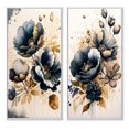 thumbnail image 2 of Designart "Poppy Flowers in Navy Blue and Gold II" Poppy Framed Wall Art Set Of 2 - Blue Floral Frame Gallery Set For Office Decor, 2 of 7