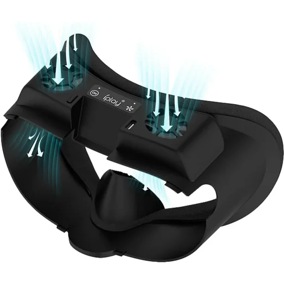 Face Cover Cooling Fan for Oculus Quest 3, Comfortable Foam Pad Fan Cooler with 2 RGB Modes, Active Air Circulation Ventilation to Relieve Lens Fogging - Black