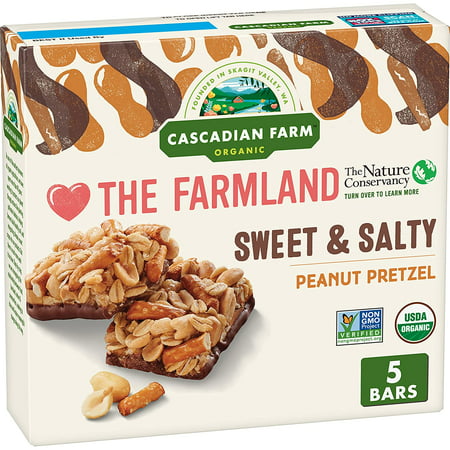 Cascadian Farm Organic Chewy Granola Bars Sweet & Salty Peanut Pretzel 5 Bars Pack of 2